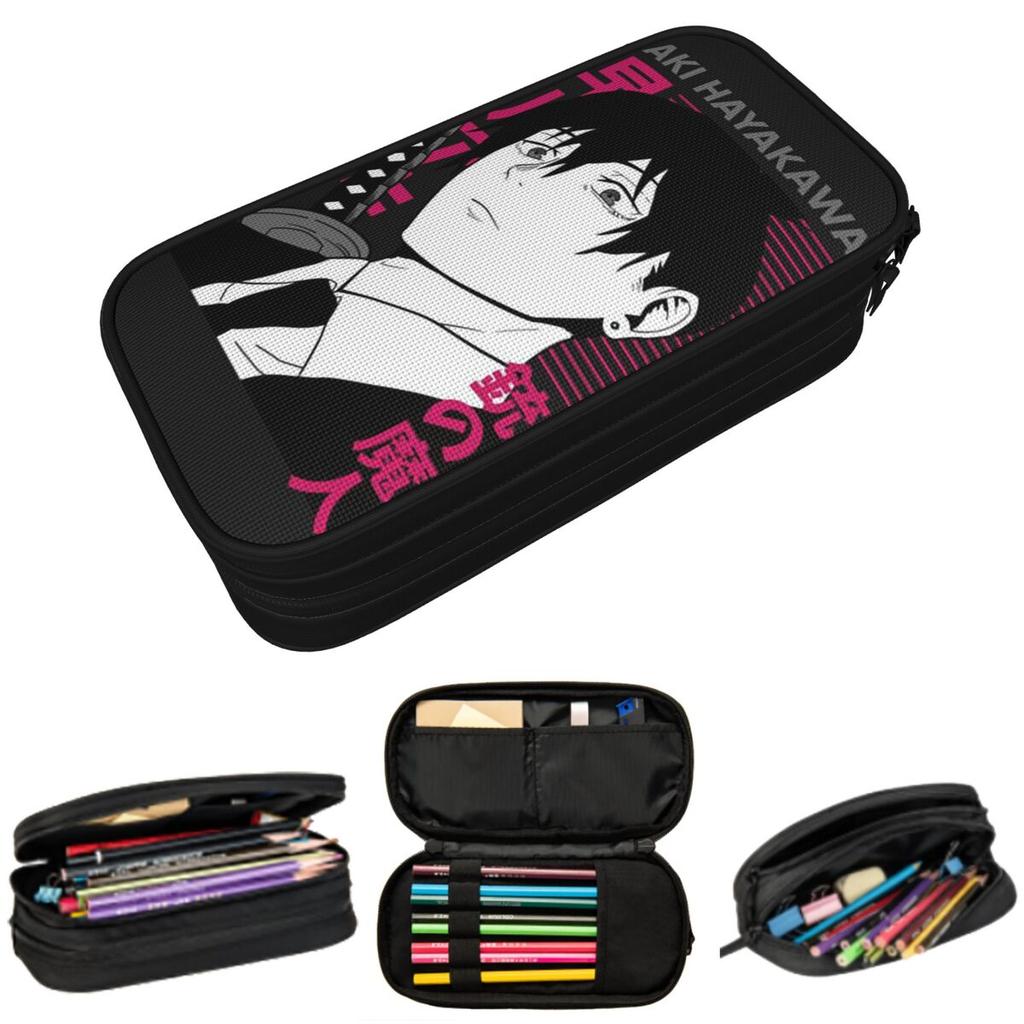 Aki Hayakawa Anime Chainsaw Man Pencil Case for Studen School Pen Box Pencil Bag Stationery Supplies Pen Holder Bag
