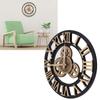 Large 3D Retro Wall Clock 34CM Vintage Wooden Gr Wall Clock Numerals Industrial   Clocks for Home Living Room Decoration