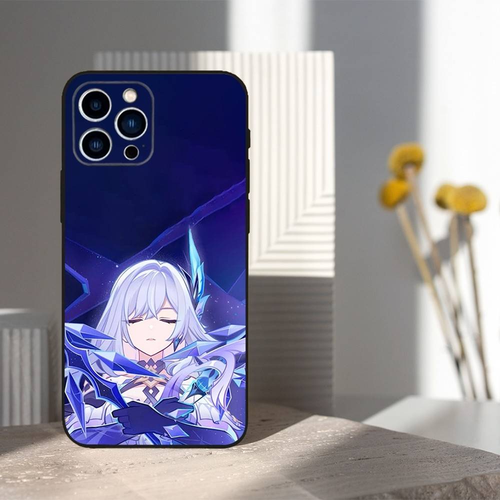 Genshin Impact Skirk Game For iPhone 12,14,13,15,16,11,17,X,Mini,XR,SE,XS,Plus,Pro,Max,8,7,Soft Silicone Black Case