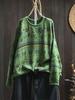 Johnature Woman Autumn Niche Vintage O-Neck Casual Loose Retro Sweater Chinese Style Long Sleeves Print Sweater