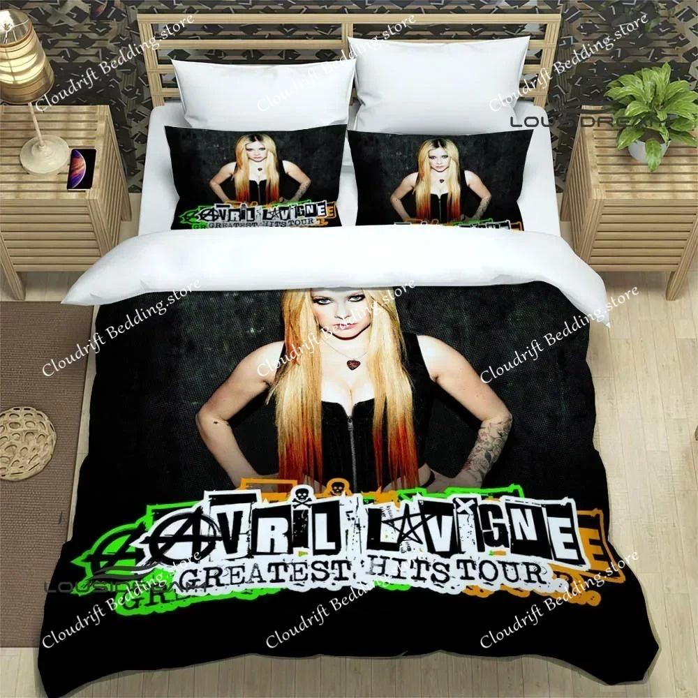 Sängerin A-AVRIL LAVIGNE Druck Bettwäsche Sets Exquisites Bettwaren Set Bettbezug Bettdecke Set Bettwäsche Luxuriöses Geburtstagsgeschenk
