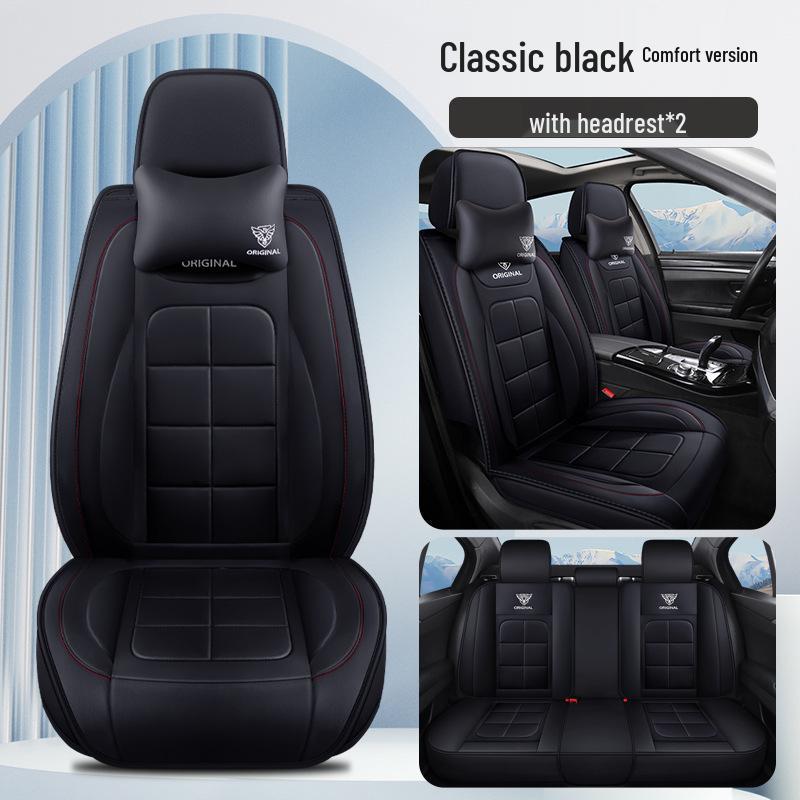 Universal Full-Surround Leather Car Seat Covers - Breathable, Wear-Resistant, Dirt-Resistant, Four-Season, for Five Seats.