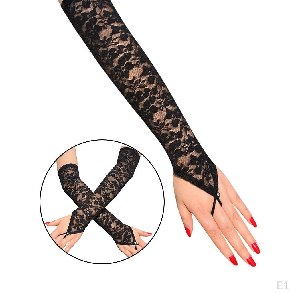 Elegant Lace Fingerless Gloves for Women - Perfect Evening Parties and Opera Costumes