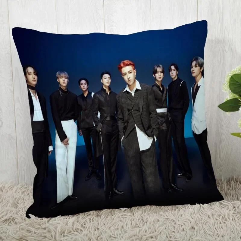 Custom Ateez KPOP Square Pillowcase Custom Zippered Pillow Cover Case 45x45cm(One Side) 04.1