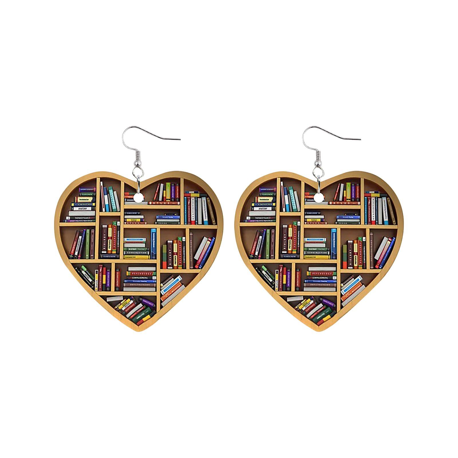 

Серьги из книги «Любовь» Деревянные серьги Книга Серьги Двусторонняя живопись One Size