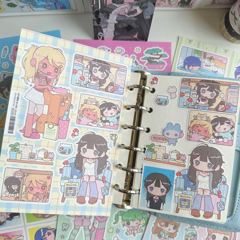 Sweet Cool Shibuya Girl Stickers Kawaii Character Cartoon Y2K Stickers Handbook Diary Scrapbook Diy Decorative Sticker