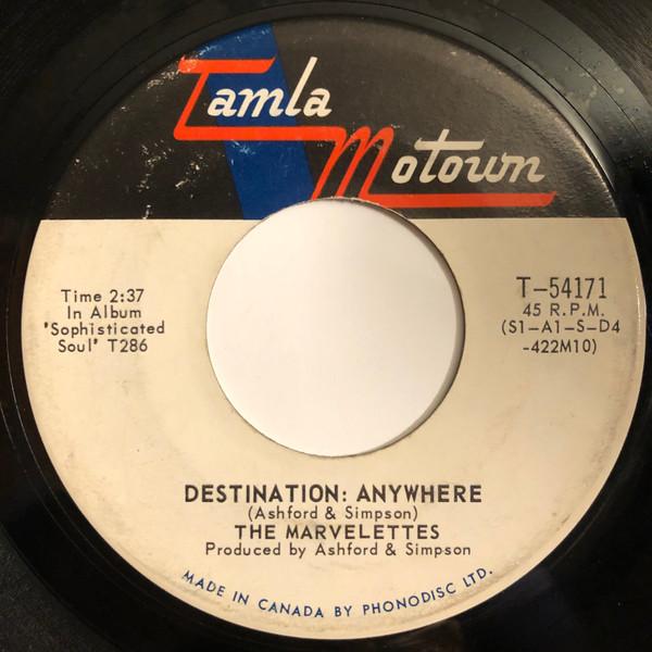 

7inch Record MARVELETTES - Destination: Anywhere T54171 Tamla Motown 1968 Canada Soul/Funk Used