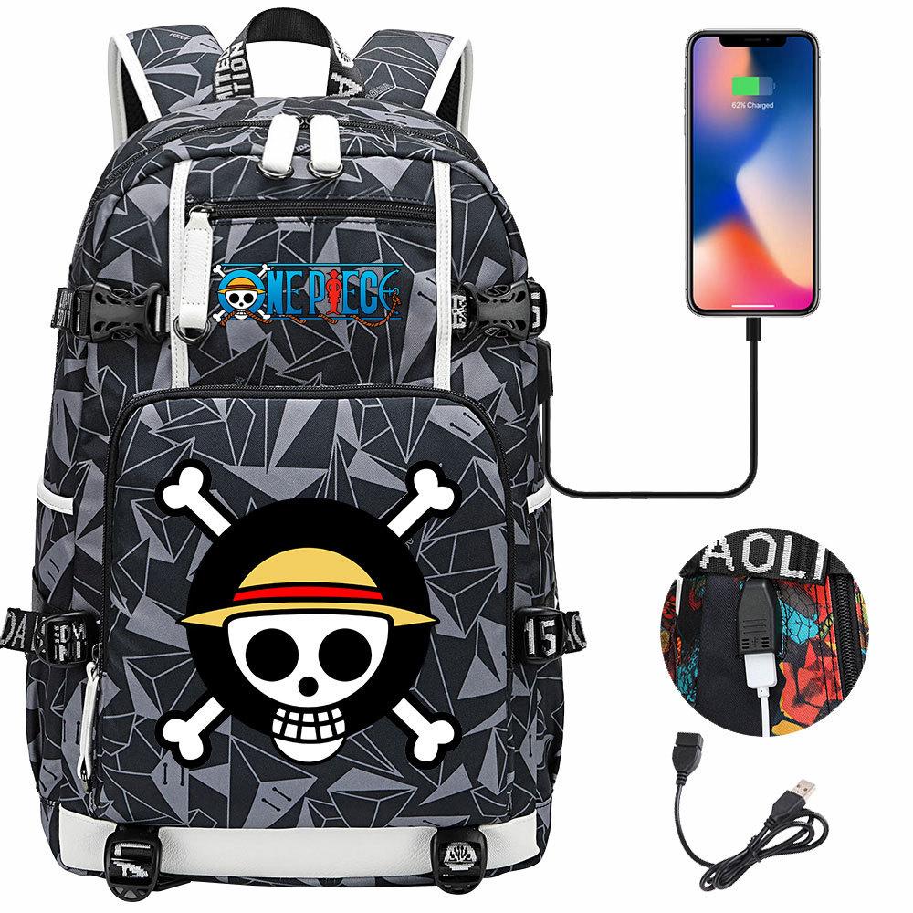 Anime Skull Print Large Capacity Backpack for Teens Students Casual Travel Daypack Lightweight Waterproof