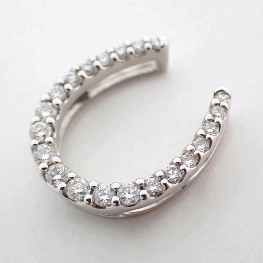 [Brukt] Pt900 Diamant Hestesko Anheng Topp / j59-6