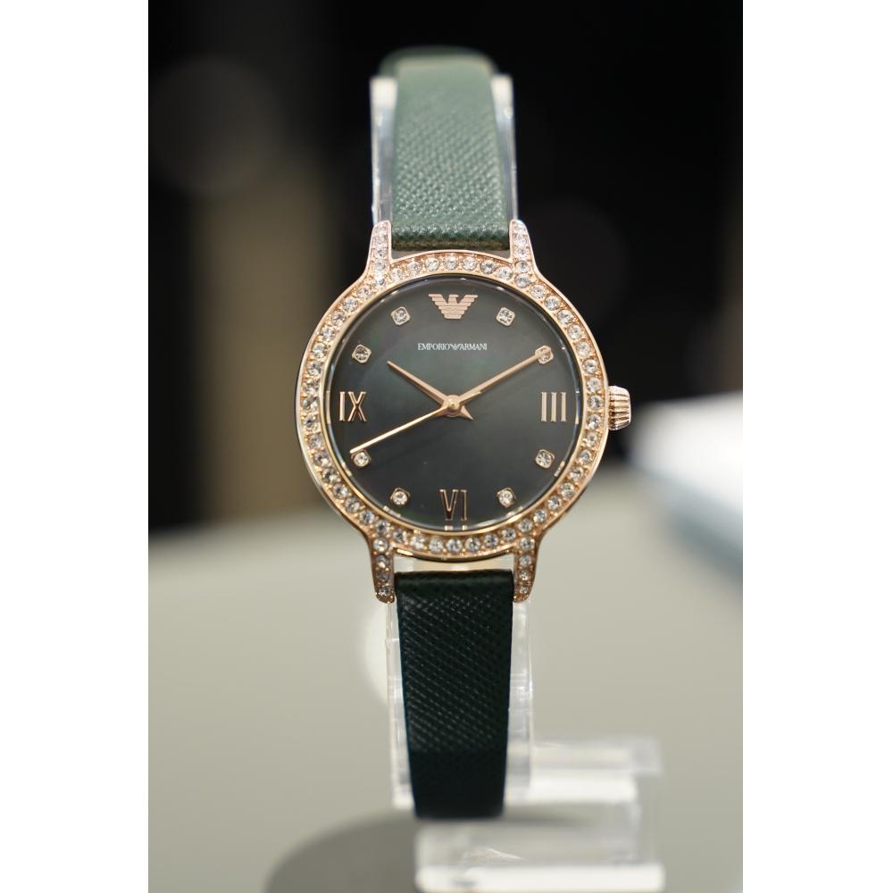 Emporio Armani Armani Uhr Cieo Perlmutt Zifferblatt Grün Damen Fashion  Leder Uhr AR11577