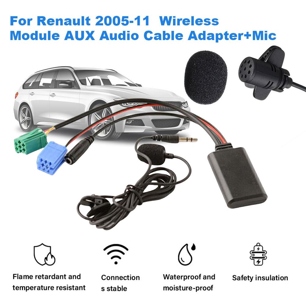 For Renault Update List Radio Audio Cable Adapter Car Bluetooth Adapter Cable with MIC Radio Stereo AUX Cable Adapter Radio Accessories 4