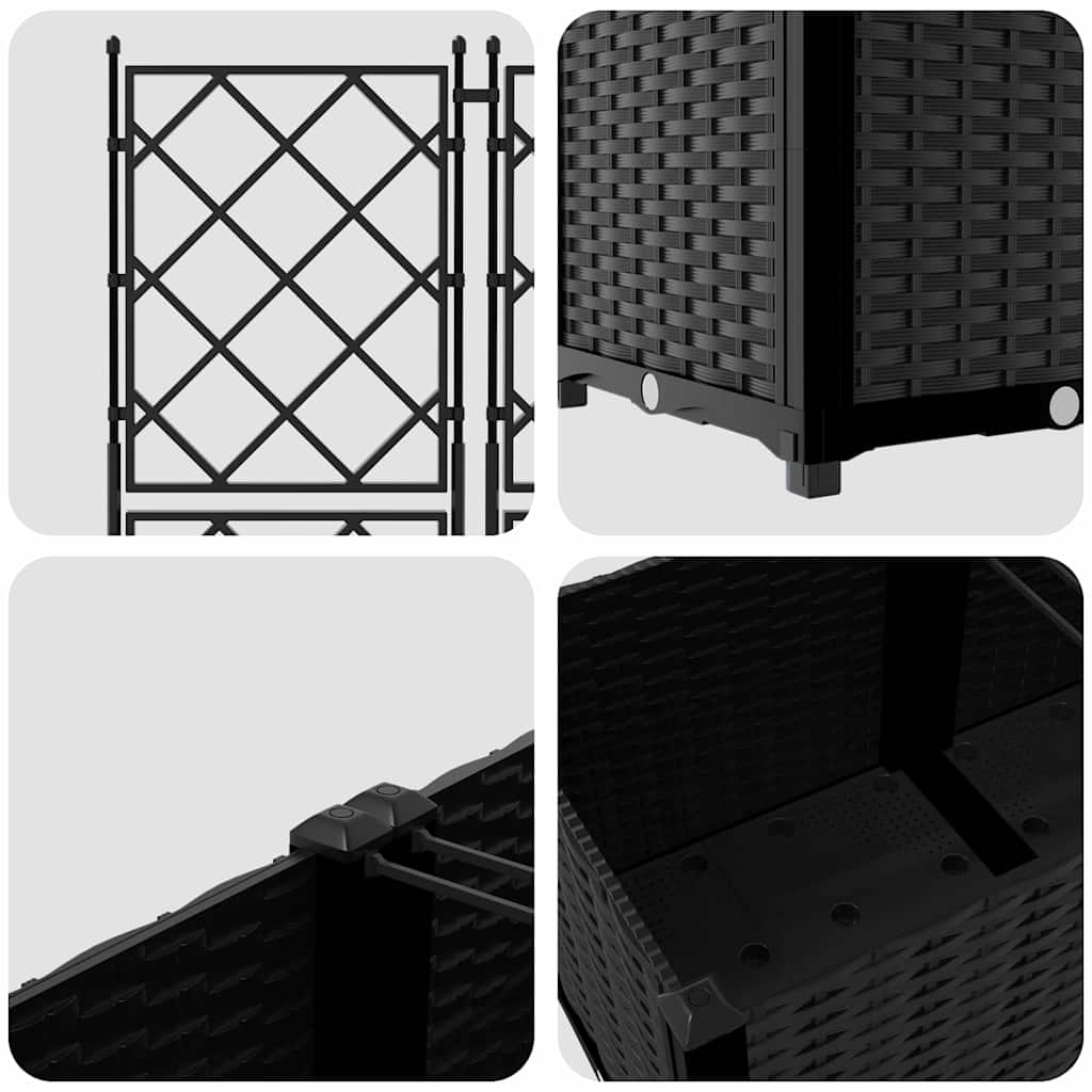 Garden Planter 2 pcs Black 80 x 40 x 143 cm Plastic