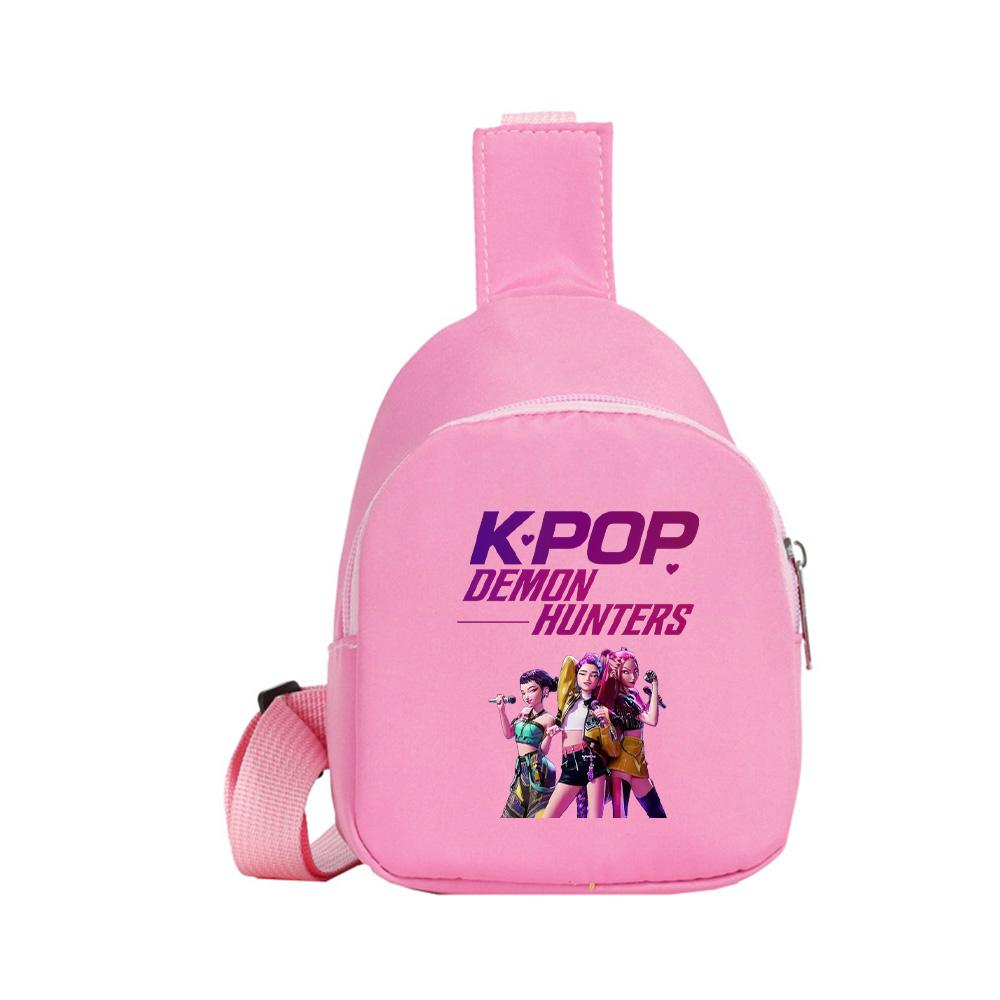 Anime Cartoon K-Pop Demon Hunters Printed Kawaii Chest Pack for Boy Girl Shoulder Bag Student Portable Crossbody Pouch Kid Gift