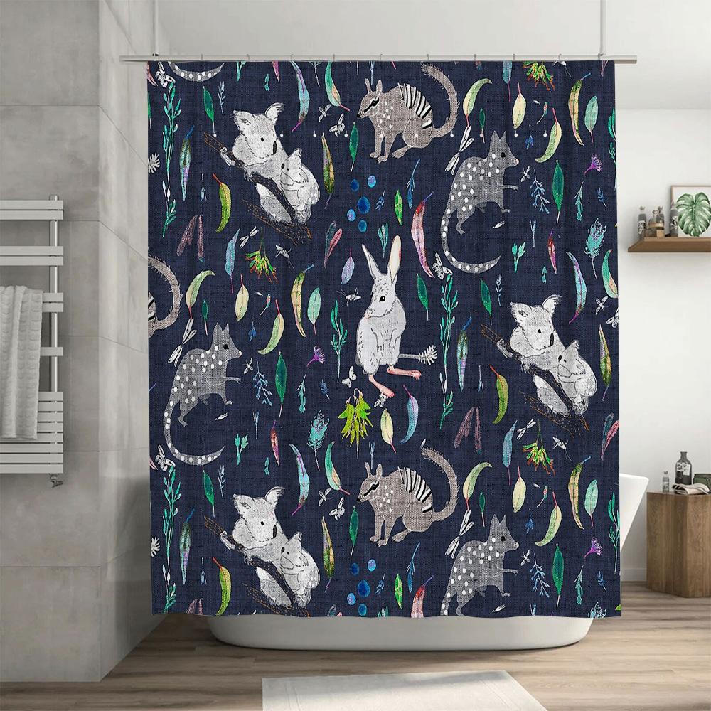 Bathroom Curtain Nature Forest Animals Shower Curtain Wildlife Decor Vintage Rustic Home Decor Washable Waterproof Set