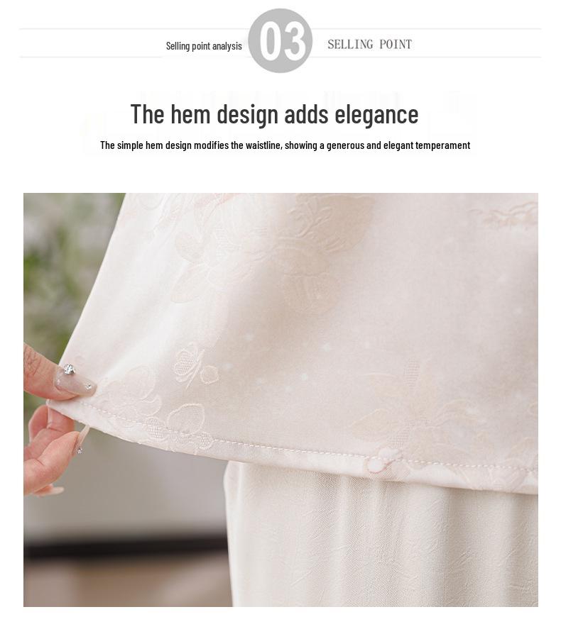 Elegant 2026 Summer Chinese Style Imitation Silk T-shirt with Gauze Sleeves for Middle-aged and Elderly Women