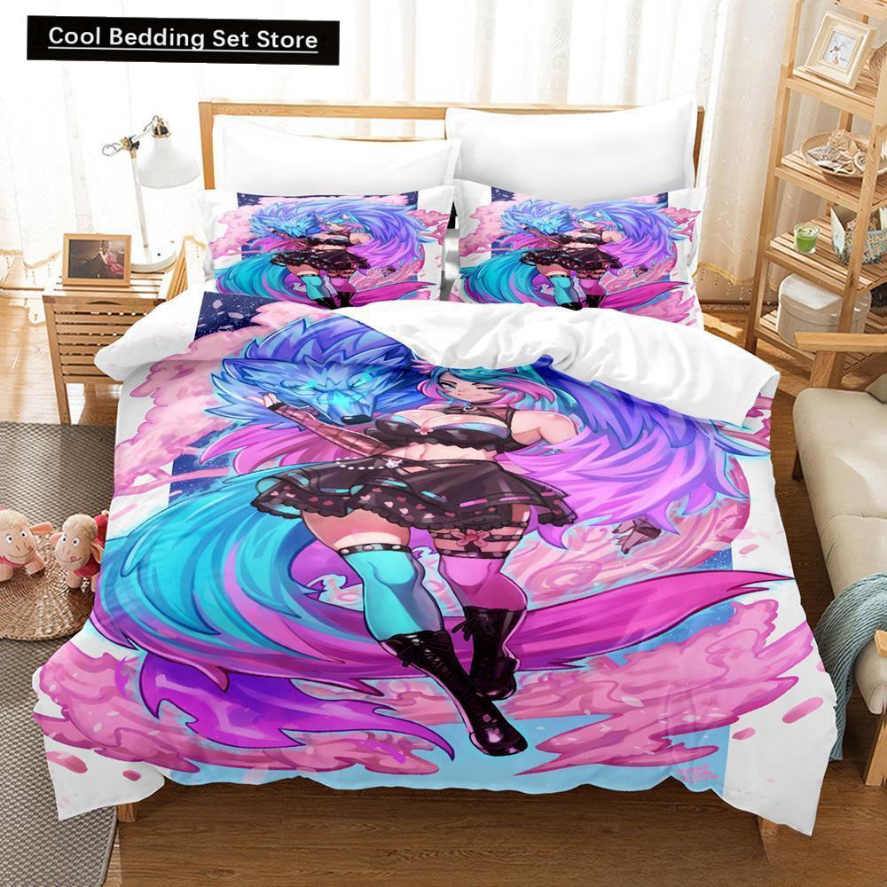 3D Anime Sexy Girls Silvervale VTuber Bedding Set Single Twin Full Queen King Size Bed Set Adult Kid Bedroom Duvet Cover Sets