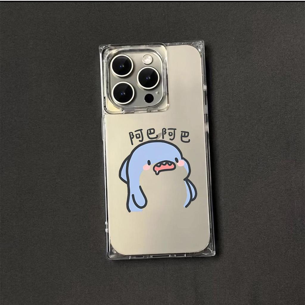Square Back Tube Protection Clear Case For iPhone 11 12 14 Pro Max 16 ProMax 15 Plus 13 Anti-Oxygen,Blue Monster Pattern Casing