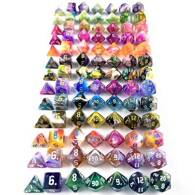 Mnohostěnné vícebarevné herní kostky 7 kusů/sada pro stolní válečkovou hru Dungeons Dragons