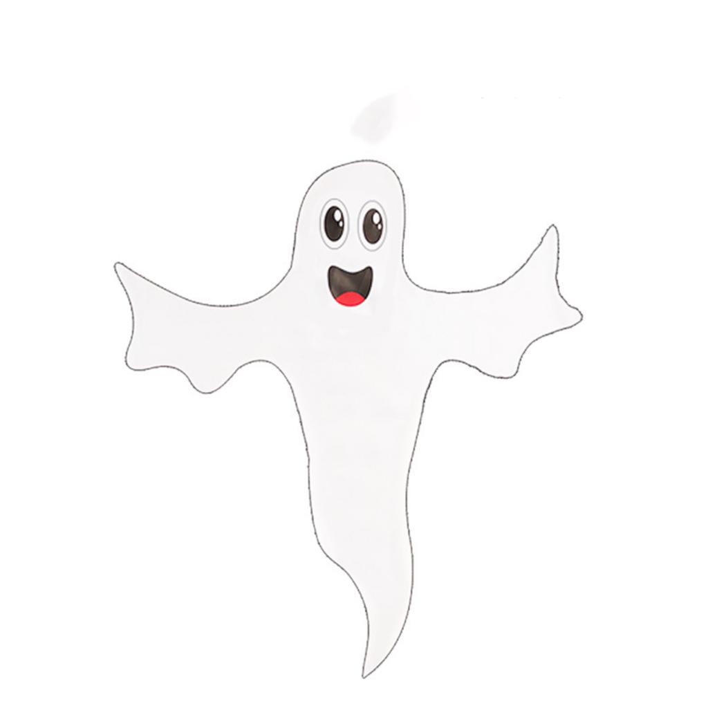 Cute Cartoon Ghost Decoration for Halloween Parties, Indoor Outdoor Hanging Ornament, Funny Winking Design, White Fabric Ghost Prop
