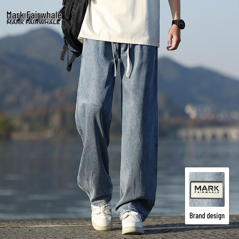 Mark Fairwhale Men's Loose Fit Lyocell Wide-Leg Jeans