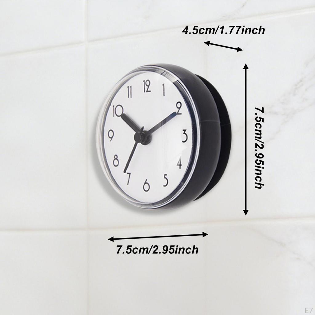 Bathroom Shower Clock Round Wall Hanging,Home Decor with Suction Cup Water Resistant for
