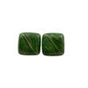 Geometric Minimalist Green Enamel Square Stud Earrings Texture Vintage Art Earrings