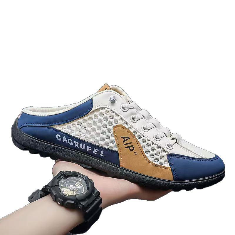 Men's Shoes Summer Bag Head Men's Sandals Lazy One Pedal Hollow Mesh Men's Sandals Casual Shoes Mesh Lightweight