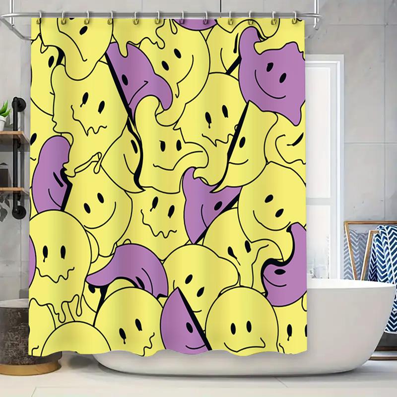

Cheerful Yellow Purple Ghost Bath Shower Curtain Waterproof Decor Fun Spooky Halloween Kids Room Home Decoration for Bathroom – 90x180cm