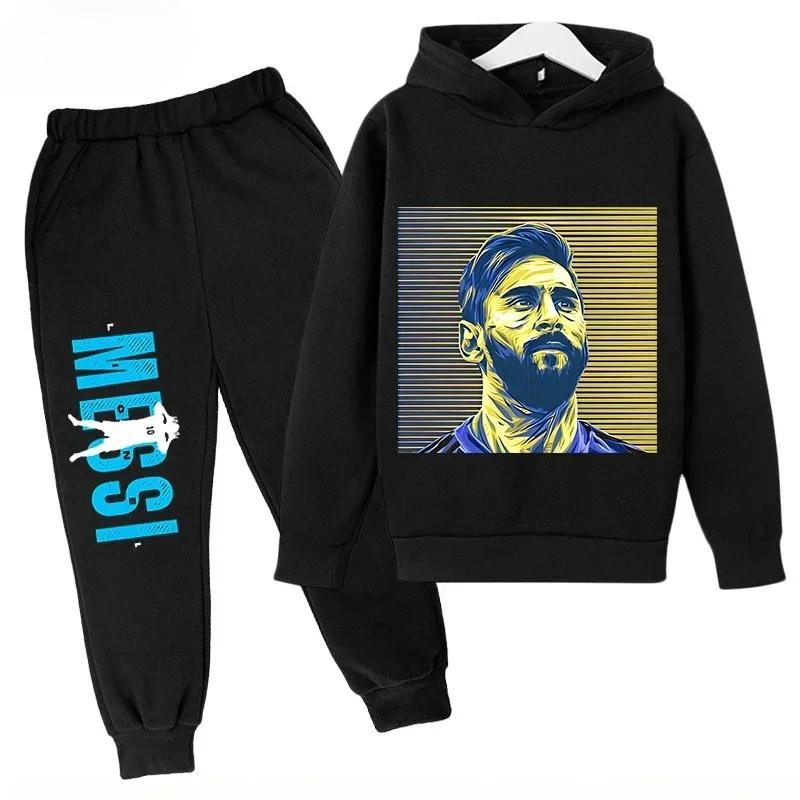 Messi Print Children's Set Sports Hoodie Pants Suit 2pcs Set Boys Girls Baby Kid Clothing Casual Fashion Autumn Winter Sportsuit