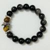 Obsidian Bracelet For Men 12mm Natural Stone Stretch Beaded Bracelets Handmade Round Bangle Jewelry Gifts