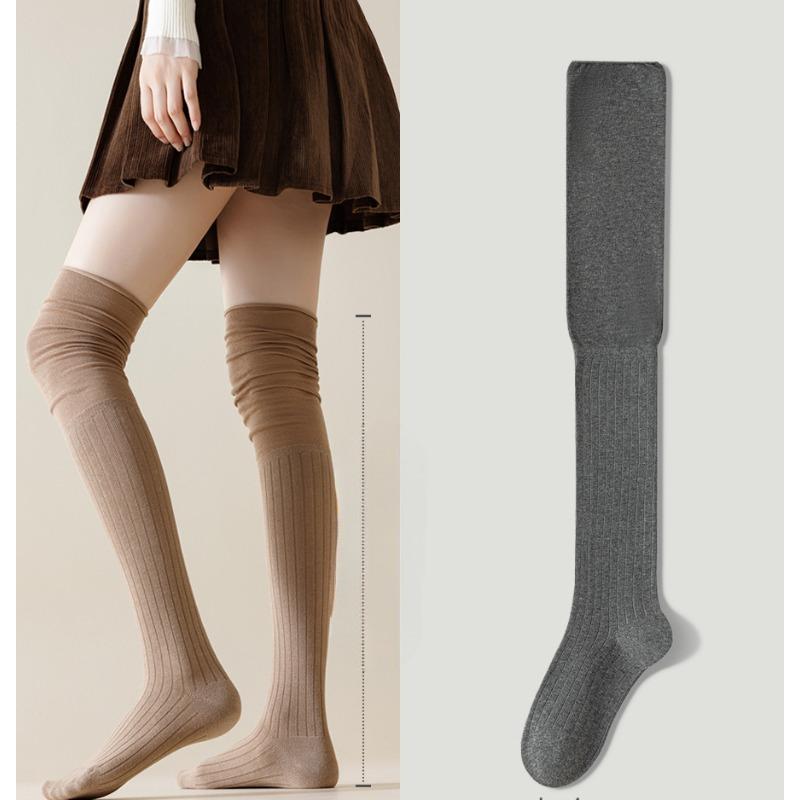 

Летние тонкие, утягивающие, гольфы до колена для женщин, однотонные свободные гольфы до бедра, высокие хлопковые носки 1 pair