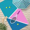W-Wimbledon Muster Cartoon Handtuch Polyester Strandtuch Schnelltrocknend Sandfrei Badetuch für Sommer Pool Reise Urlaub
