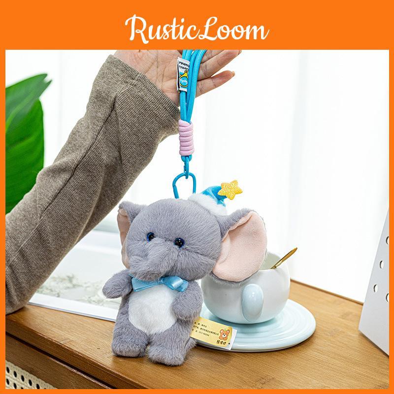 Adorable Cartoon Elephant Plush Toy Keyring With Pp Cotton Filling For Backpacks