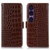 For Sony Xperia 1 VII Case Crocodile Texture Genuine Cow Leather Phone Wallet Cover