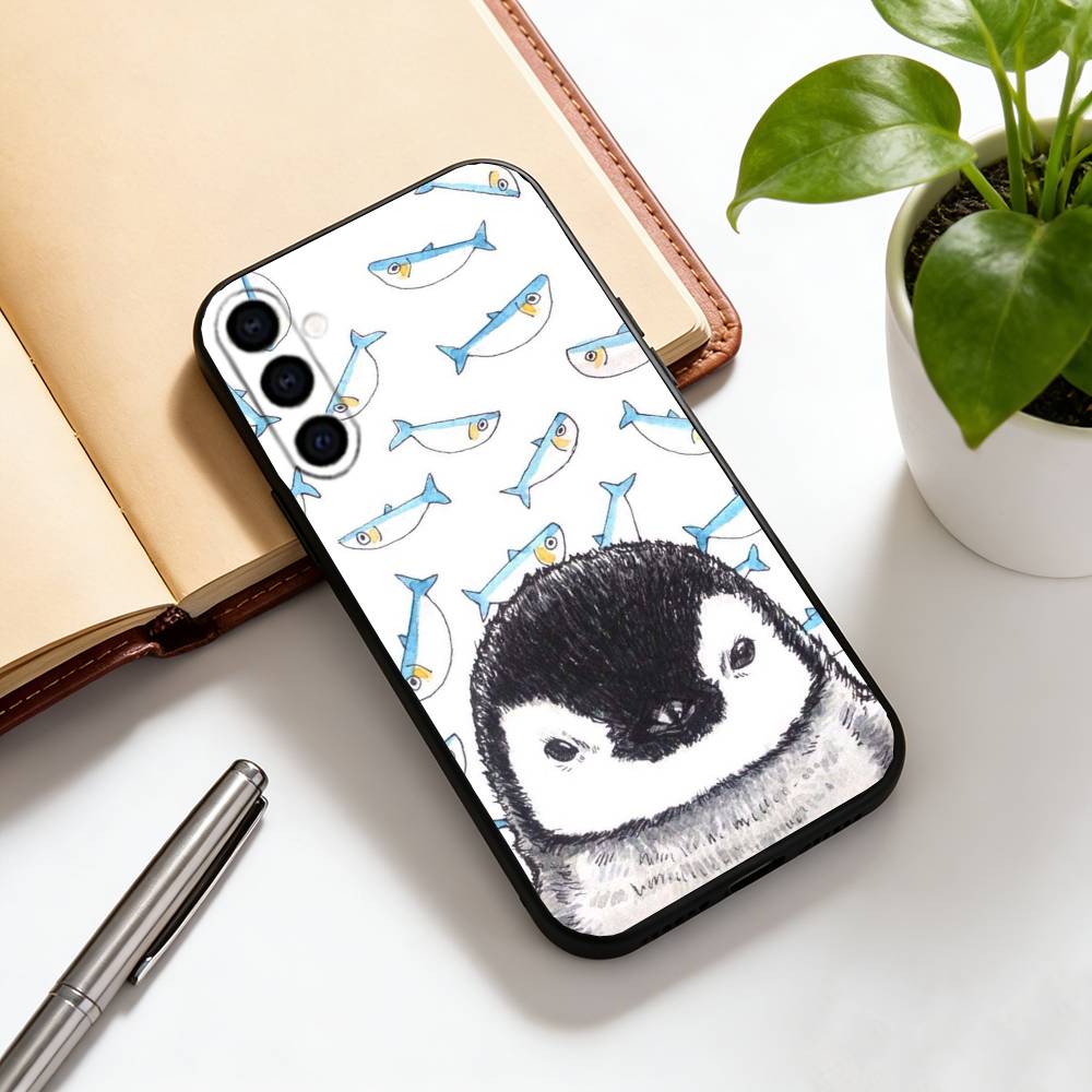Cute cartoon penguin Phone Case For Samsung Galaxy A73,A72,A71,A70,A53,A52,A51,Others Soft Black Cover