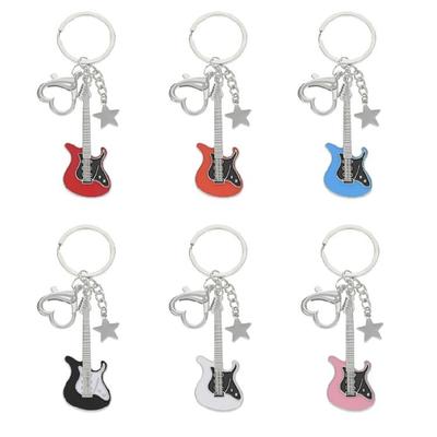 Y2K Guitar Heart Star Keychain Trendy Pendant Keyring Punk Vintage Handbag Charm