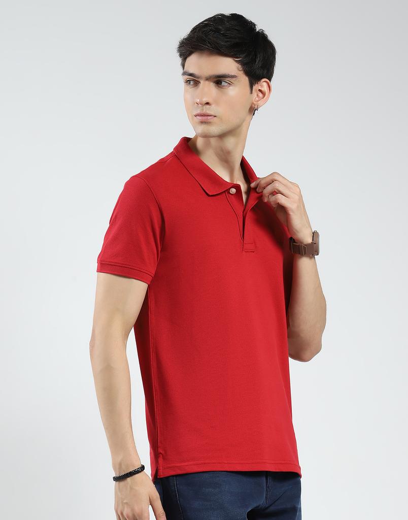 MONTE CARLO Men's Regular Fit Polo T-Shirt for Men's Red (Pack Of 1)