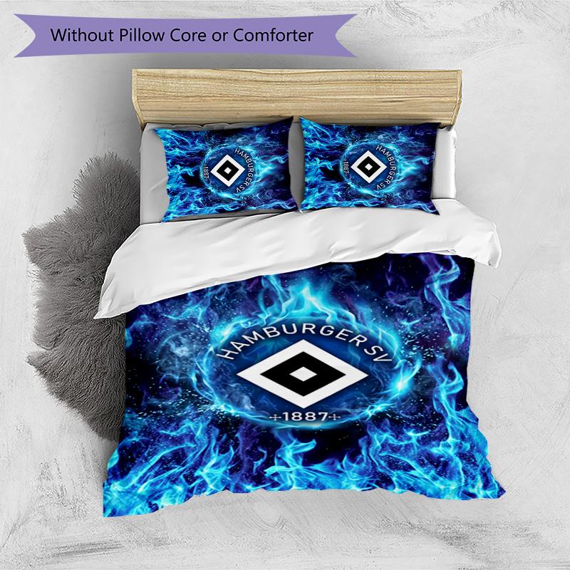 Set Lenzuola Stampato Calcio Hamburger SV 3 Pezzi, Comodo Set Copripiumino per Camera da Letto Amico della Pelle