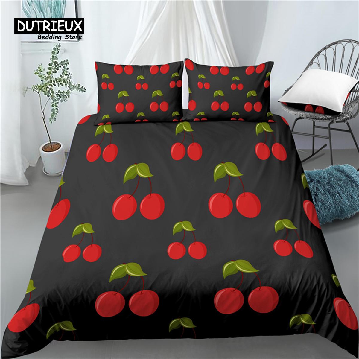 

Comforter Home Living Luxury Cherry Print 2/3Pcs Comfortable Bedding Set Queen And King Eu/Us/Au Size Comforter (quilt)-EU Single(135*200cm)3pcs