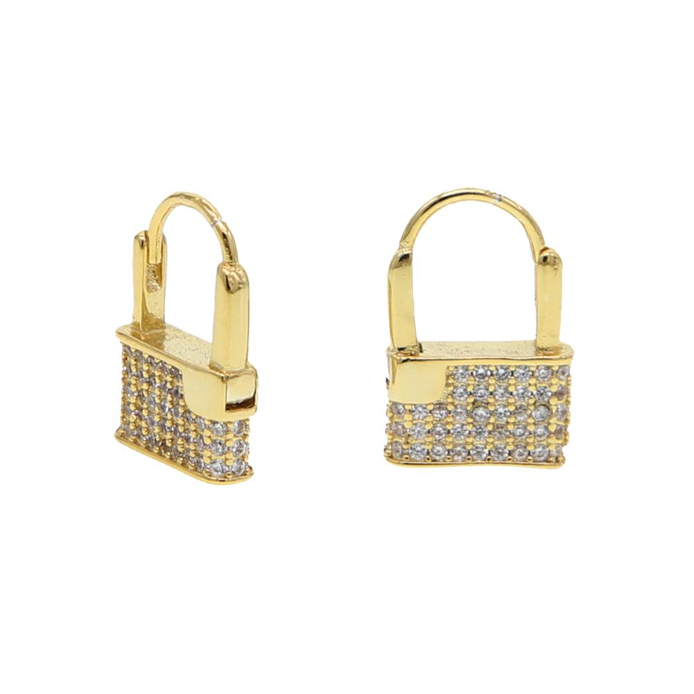 Promotion Micro Pave White rainbow Cubic Zirconia Lovely Lock Earring for Women