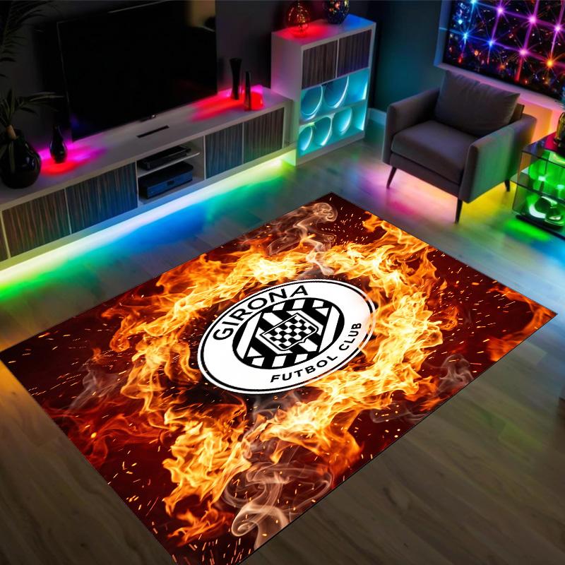 Girona FC Design Crystal Velvet Carpet Cozy Non?Slip Printed Rug For Bedroom Living Room Entrance