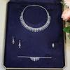 Neuer Eingang Zirkonia Halskette und Ohrringe Brautschmuck-Set für Damen Abschlussball Hochzeit Party Zubehör