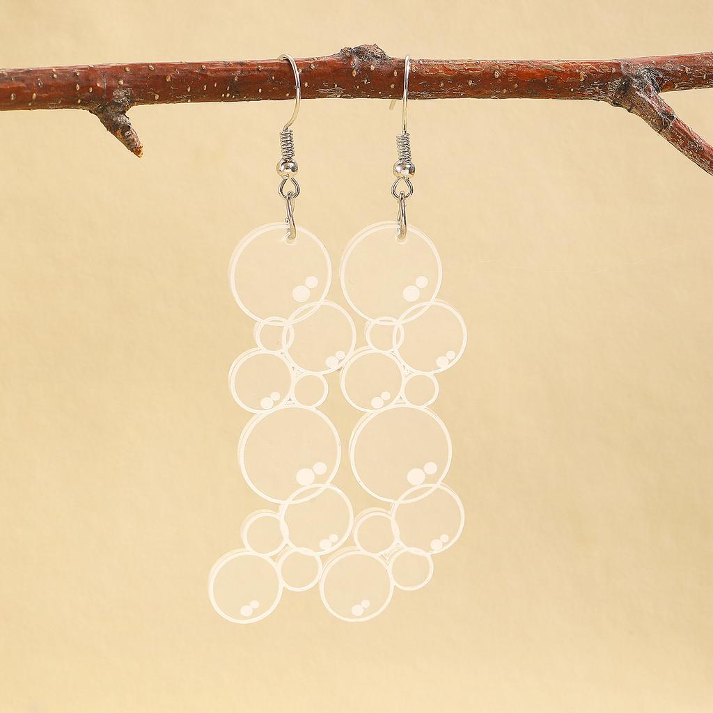 1 Pair of Fun and Creative Cartoon Transparent Bubble Long Earrings, Acrylic Whimsical Assorted-sized Round Disc Eye Bubble Earrings