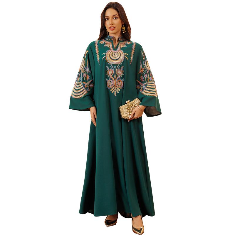 AB430 Women's Embroidered Cord Pullover Dress Robe