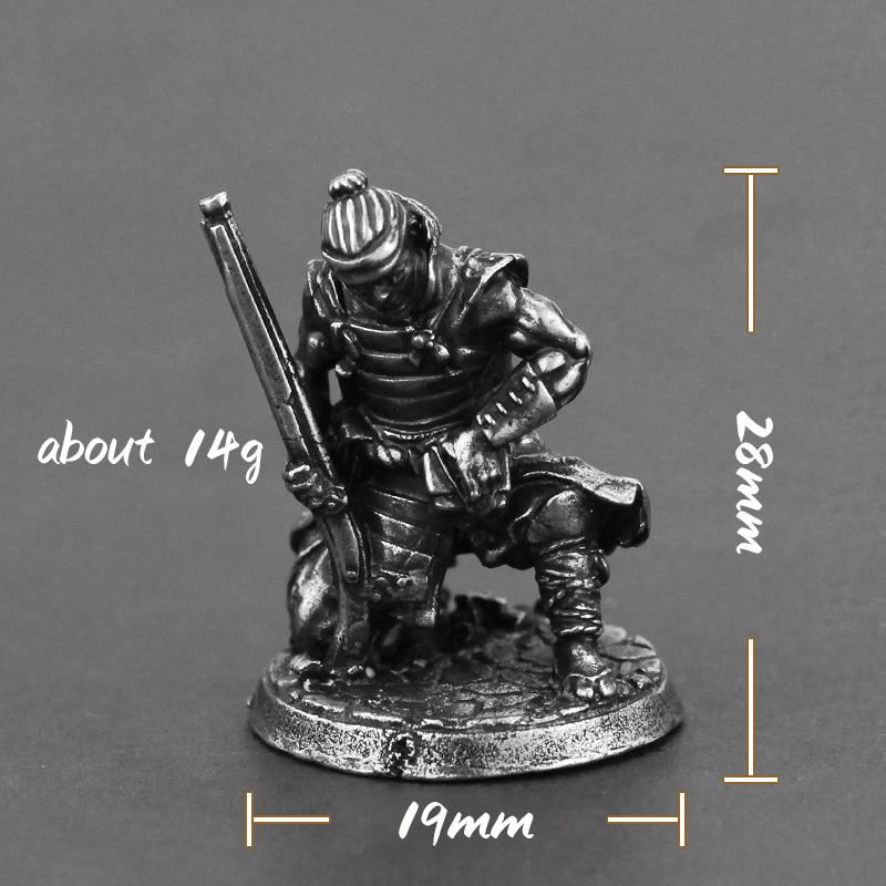 White Copper Japanese Shogunate Samurai Figurines Miniatures Vintage Metal Soldiers Model Statue Desktop Toy Ornament Decoration