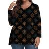 Women's Fashionable Casual Long Sleeved Plus Size  Print Top Plus Size Floral Print Top