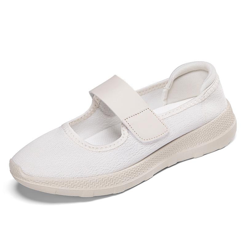 Large size nurse shoes women's little white shoes work shoes old Beijing cloth shoes non-slip flat shoes one pedal women's shoes
