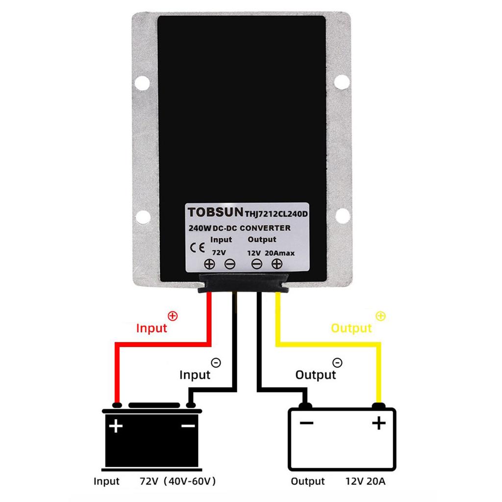 WaterProof 48V/60V/72V To 12V 20A Step Down DC/DC Power Converter Regulator