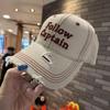 New Letter Embroidery Old Ripped Baseball Cap Children Retro Big Head Circumference Showing Face Small Casual Cap