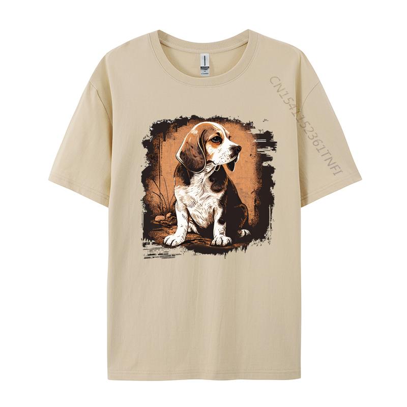 Beagle Dog Vintage T-shirt For  Party Funny Tee T-Shirt Tops & Tees Designer Cotton  Teeshirt Casual